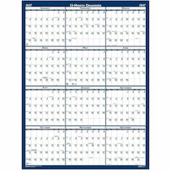 House of Doolittle Recycled Laminated Reversible Planner - Professional - Julian Dates - Yearly - 12 Month - January 2027 to December 2027 - 24" x 37" Sheet Size - Blue/Gray Sheet - 1.25" x 1.63" , 1.