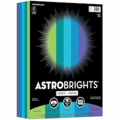 Astrobrights Color Copy Paper - "Cool" , 5 Assorted Colours - Letter - 8 1/2" x 11" - 24 lb Basis Weight - Acid-free, Lignin-free - Martian Green, Terrestrial Teal, Lunar Blue, Celestial Blue, Venus V