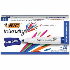 BIC Intensity Low Odor Dry Erase Markers - Blue Ink - 1 Dozen