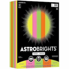 Astrobrights Color Copy Paper - "Neon" ,  5 Assorted Colours - Letter - 8 1/2" x 11" - 24 lb Basis Weight - Green Seal - Acid-free, Lignin-free, Heavyweight, Fade Resistant - Cosmic Orange, Lift-off L