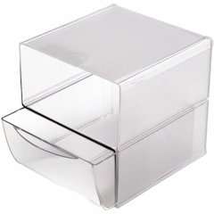 Deflecto Stackable Cube Organizer - 1 Drawer(s) - 6" Height x 6" Width x 7.20" Depth - Stackable, Removable Drawer, Removable Divider, Sturdy - Clear - Plastic - 1 Each