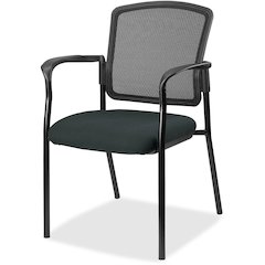 Lorell Mesh Back Stackable Guest Chair - Dillon Black Seat Color - Vinyl Seat Material - Black Back Color - Mesh Back Material - Black Frame Color - Powder Coated Steel Frame Material - Four-legged Ba