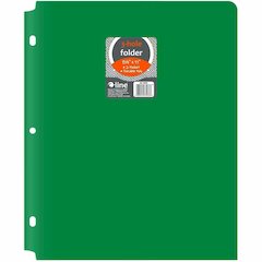 C-Line 2-pocket Heavyweight Poly Portfolio Pocket - 9.4" Width x 11.4" Length x 100 mil Thickness - For Letter 8 1/2" x 11" Sheet - 3 x Holes - Ring Binder - Rectangular - Green - Polypropylene - 25 /