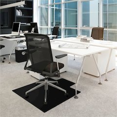 Floortex Advantagemat Black&reg; Vinyl Lipped Chair Mat for Carpets - 36" x 48" - 48" Length x 36" Width x 0.090" Depth x 0.090" Thickness - Lip Size 20" Length x 10" Width - Lipped - Classic - Vinyl,