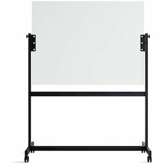 U Brands Magnetic Glass Dry-Erase Board Rolling Easel - 48" (4 ft) Width x 36" (3 ft) Height - Frosted White Tempered Glass Surface - Rectangle - Horizontal - Floor Standing, Portable - Magnetic - 1 E