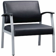 Lorell Healthcare Reception Big & Tall Antimicrobial Guest Chair - Vinyl Seat Material - Vinyl Back Material - Powder Coated Silver Frame Color - Steel Frame Material - Four-legged Base - Black, Silve