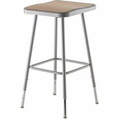 National Public Seating 6300 Series Heavy-Duty Square-Seat Stools - Masonite Seat Material - Gray Frame Color - Steel Frame Material - Four-legged Base - Gray - 1 Each