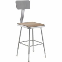 National Public Seating 6300 Series Heavy-Duty Square-Seat Stools - Masonite Seat Material - Gray Frame Color - Steel Frame Material - Four-legged Base - Gray - 1 Each