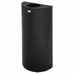 Rubbermaid Commercial Half Round Metallic Waste Receptacle - Open Top - 12 gal Capacity - Half-round - For Indoor, Commercial - Fire Resistant - Perforated, Fire-Safe - 32" Height x 18" Width x 9" Dep