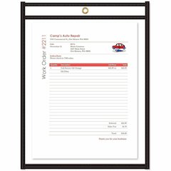 C-Line Stitched Vinyl Shop Ticket Holders - Support 8.50" x 11" Media - Vinyl - Black, Clear - Sturdy - 25 / Box