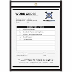 C-Line Stitched Vinyl Shop Ticket Holders - Support 9" x 12" Media - Vinyl - Black, Clear - Sturdy - 25 / Box