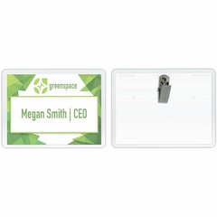 C-Line Laser/Inkjet Clip Style Badge Holder Kits - 2.3" Height x 3.5" Width - Vinyl - Clear - 50 / Box