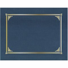 Geographics Letter, A4+ Recycled Certificate Holder - 8 1/2" x 11" , 10" x 8" , 8 17/64" x 11 11/16" - Linen - Navy Blue - Die-cut, Embossed - 30% Recycled - 6 / Pack