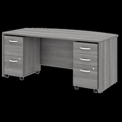 Studio C 72W x 36D Bow Front Desk with Mobile File Cabinets