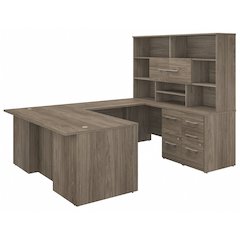 Office 500 72W U Shaped Executive Desk with Drawers and Hutch