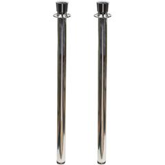 Tatco Heavy-duty Posts for Stanchion - Stainless Steel 41" Post Black Rope - Chrome - 2 / Box