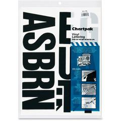 Chartpak Capital Letters - 58 x Capital Letters Shape - Self-adhesive - Helvetica Style - Easy to Use - 4" Height - Black - Vinyl - 58 / Pack