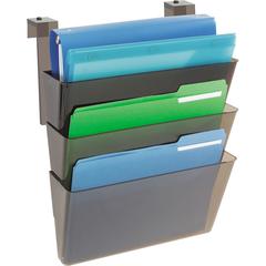 Deflecto Stackable DocuPocket for Partition Walls - 3 Pocket(s) - 3 Compartment(s) - 7" Height x 13" Width x 4" Depth - Smoke - Plastic - 3 / Set