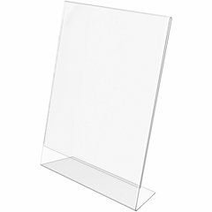 Deflecto Classic Image Slanted Sign Holder - 8.5" Width x 11" Height x 2.6" Depth - Rectangular Shape - Side-loading, Self-standing - Indoor, Outdoor - Plastic - Clear - 1 Each