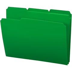 Smead 1/3 Tab Cut Letter Top Tab File Folder - 8 1/2" x 11" - 3/4" Expansion - Top Tab Location - Assorted Tab Position - Polypropylene - Green - 24 / Box