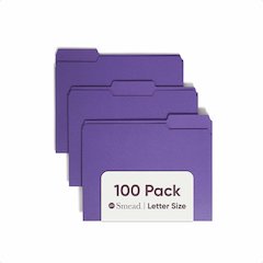 Smead Colored 1/3 Tab Cut Letter Recycled Top Tab File Folder - 8 1/2" x 11" - 3/4" Expansion - Top Tab Location - Assorted Tab Position - 11 pt. - 1 Plys - Purple - Rounded Corner - 10% Recycled - 10