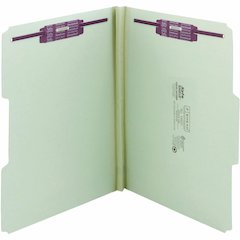 Smead 1/3 Tab Cut Letter Recycled Fastener Folder - 8 1/2" x 11" - 1" Expansion - 2 x 2S Fastener - 2" for Folder - Top Tab Location - Assorted Tab Position - 25 pt. - Pressboard - Gray, Green - 100% 