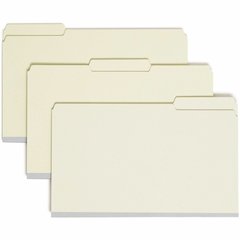 Smead 1/3 Tab Cut Legal Recycled Fastener Folder - 8 1/2" x 14" - 3" Expansion - 2 x 2S Fastener - 2" for Folder - Top Tab Location - Assorted Tab Position - 25 pt. - Pressboard - Gray, Green - Tear R