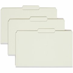 Smead 2/5 Tab Cut Legal Recycled Fastener Folder - 8 1/2" x 14" - 2" Expansion - 2 x 2S Fastener - 2" for Folder - Top Tab Location - Right of Center Tab Position - 25 pt. - Pressboard - Gray, Green -