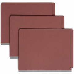 Smead Straight Tab Cut Letter Recycled Classification Folder - 8 1/2" x 11" - 2" Expansion - 2 x 2S Fastener - 2" for Folder - End Tab Location - 2 Divider - 25 pt. - Pressboard - Red - Heavy Duty, Te