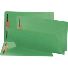 Smead Colored Straight Tab Cut Legal Recycled Fastener Folder - 8 1/2" x 14" - 3/4" Expansion - 2 x 2B Fastener(s) - 2" Fastener Capacity for Folder - End Tab Location - Green - 10% Recycled - 50 / Bo