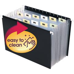 Smead Letter Expanding File - 8 1/2" x 11" - 7/8" Expansion - 13 Pocket(s) - 12 Divider(s) - Polypropylene - Black - 1 Each