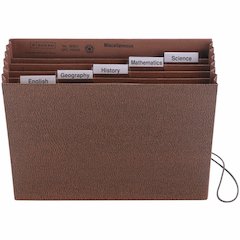 Smead 1/5 Tab Cut Letter Recycled Expanding File - 8 1/2" x 11" - 5 1/4" Expansion - 6 Pocket - Top Tab Location - Assorted Tab Position - Redrope - Elastic Closure, Flap - 30% Recycled - 1 Each