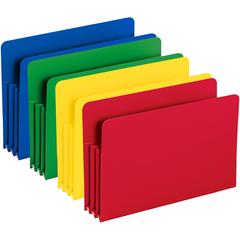 Smead Straight Tab Cut Legal File Pocket - 8 1/2" x 14" - 3 1/2" Expansion - Polypropylene - Blue, Green, Red, Yellow - 1 Pack