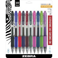 Zebra SARASA dry X20 Retractable Gel Pen - Medium Pen Point - Refillable - Retractable - Assorted Pigment-based Ink - Translucent Barrel - 10 / Set