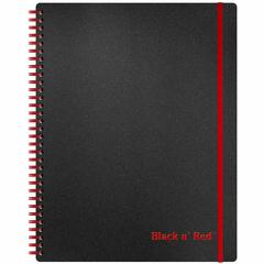 Black n' Red Polypropylene Notebook - Letter - 70 Sheets - Double Wire Spiral - Ruled Margin - 24 lb Basis Weight - Letter - 8 1/2" x 11" - White Paper - Red Binding - BlackPolypropylene Cover - Wipe-