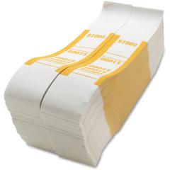 Sparco White Kraft ABA Bill Straps - 1000 Wrap(s)Total $1,000 in $10 Denomination - Kraft - Yellow - 1000 / Pack