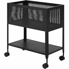 Lorell Mesh Rolling File - 4 Casters - Steel - 13.31" Width x 24.21" Depth x 27.72" Height - Black - 1 Each