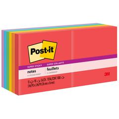 Post-it&reg; Super Sticky Notes - Playful Primaries Color Collection - 1080 - 3" x 3" - Square - 90 Sheets per Pad - Unruled - Candy Apple Red, Vital Orange, Sunnyside, Lucky Green, Blue Paradise, Iri