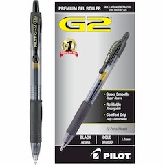 G2 Premium Gel Ink Retractable Pens - Refillable - Retractable - Black Ink - Gel-based - Black Barrel - 1 Dozen