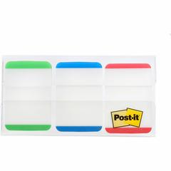 Post-it&reg; Durable Tabs - 1.50" Tab Height x 1" Tab Width - Green, Red, Blue Tab(s) - Repositionable - 66 / Pack