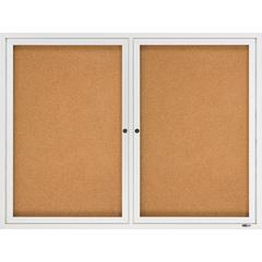 Quartet Enclosed Bulletin Board for Indoor Use - 36" Height x 48" Width - Brown Natural Cork Surface - Hinged, Self-healing, Shatter Proof, Rounded Corner, Durable - Silver Aluminum Frame - 1 Each