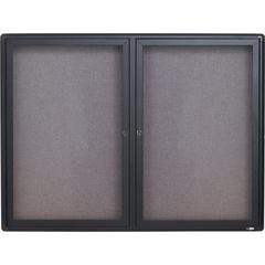 Quartet Enclosed Bulletin Board - 36" Height x 48" Width - Gray Fabric Surface - Hinged, Durable, Shatter Proof, Self-healing - Graphite Frame - 1 Each