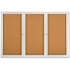 Quartet Enclosed Bulletin Board for Indoor Use - 48" Height x 72" Width - Brown Natural Cork Surface - Hinged, Self-healing, Shatter Proof, Rounded Corner, Durable - Silver Aluminum Frame - 1 Each