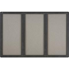 Quartet Enclosed Bulletin Board - 48" Height x 72" Width - Gray Fabric Surface - Hinged, Durable, Shatter Proof, Self-healing - Graphite Frame - 1 Each