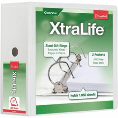 Cardinal Xtralife ClearVue Locking Slant-D Binders - 5" Binder Capacity - Letter - 8 1/2" x 11" Sheet Size - 1100 Sheet Capacity - 4 3/8" Spine Width - 3 x D-Ring Fastener(s) - 2 Inside Front & Back P