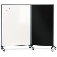 Quartet Motion Room Divider - 48" (4 ft) Width x 72" (6 ft) Height - White Porcelain Surface - Graphite Metal Frame - Magnetic - 1 Each