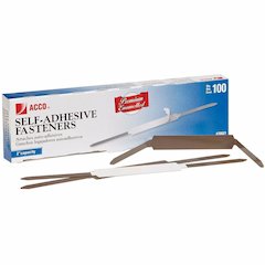 ACCO Premium Fastener - 2" Size Capacity - Self-adhesive, Coined Edge, Durable - Brown - Steel - 100 / Box