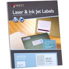 MACO Laser/Ink Jet White UPC Labels - 1" Width x 1 1/2" Length - Permanent Adhesive - Rectangle - Laser, Inkjet - White - 50 / Sheet - 5000 / Box - Lignin-free