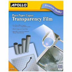 Apollo Plain Paper Copier Transparency Film - 8 1/2" x 11" - Black, White - 1 Box