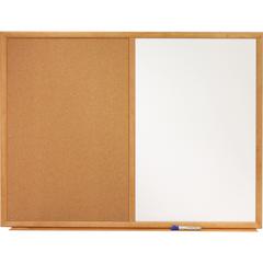 Quartet Standard Combination Whiteboard/Cork Bulletin Board - 48" (4 ft) Width x 36" (3 ft) Height - White Melamine Surface - Oak Frame - Rectangle - Horizontal/Vertical - 1 Each